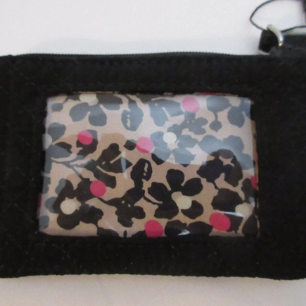 Vera Bradley Iconic Classic Black Zip ID & Lanyard NWT